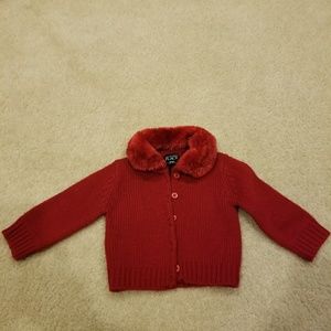 The children's place furry collar button jacket